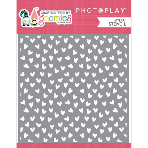 Photoplay Paper Crafting With My Gnomies Hearts Stencil 6x6