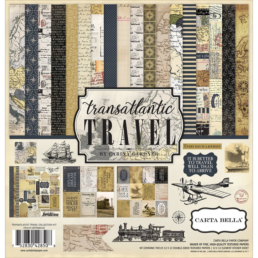 Carta Bella Paper Company Transatlantic Travel Collection Kit 12x12 – Deb's  Deals For Scrapbooking