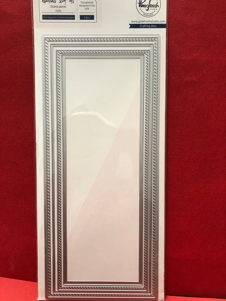 Pinkfresh Slim Diagonal  Stitched Rectangle Dies