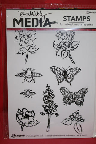 Ranger/Dina Wakley Media Scribbly Small Flowers and Insects MDR50421