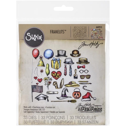 Sizzix Framelits Dies 33/Pkg By Tim Holtz - Crazy Things Dies